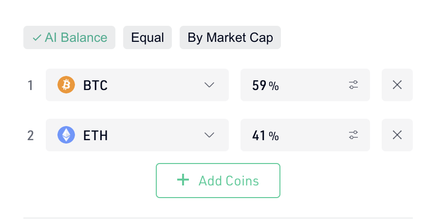Kucoin Smart Rebalance selected coins